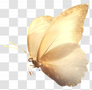 Sparking Butterfly - Golden Sparkling Butterfly Transparent PNG