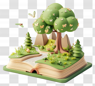 Animated Books - Whimsical Storybook Forest Illustration Transparent PNG
