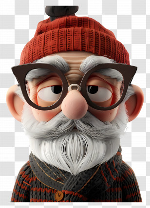 3d Old Man Avatar - Old Man With Glasses Transparent PNG
