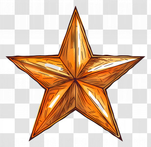 Star - Golden Shiny Star In Metallic Art Style Transparent PNG