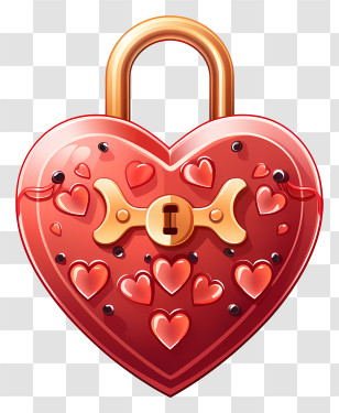 Lock - Detailed Romantic Heart-Shaped Red Lock Transparent PNG