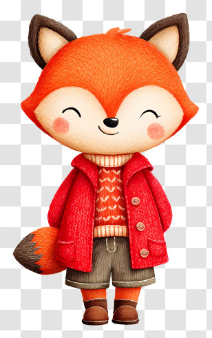 Cute Cartoon Fox - Cute Fox In Red Jacket Transparent PNG