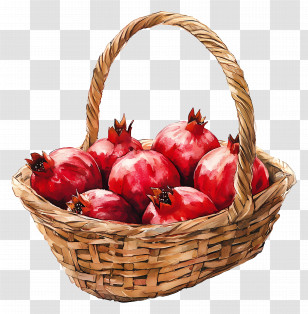 Pomegranate Watercolor - Large Basket Of Pomegranates Transparent PNG
