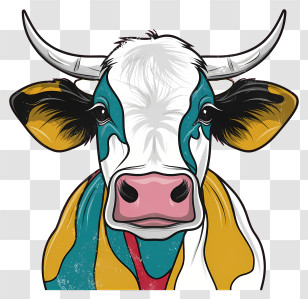 Colorful Cow - Colorful Cow Illustration Transparent PNG