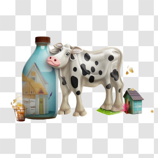 Cow
 - Cow With Milk Bottle On Farm Transparent PNG