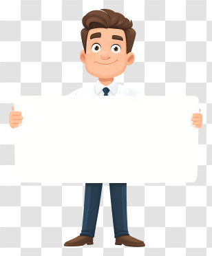 Businessman Holding Blank Placard - Man Holding Blank Sign Transparent PNG