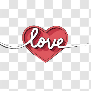 Love - Red Heart With Love Typography Transparent PNG