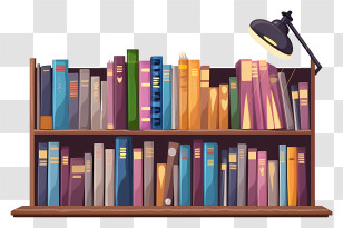 Shelf Of Books - Bookshelves With Lamp Illustration For Study Spaces Transparent PNG