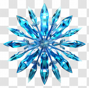 Blue Snowflake - Blue Crystal Snowflake Design Transparent PNG