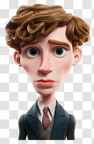 Eddie Redmayne - Stylized Cartoon Man In A Suit Transparent PNG