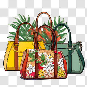 Handbag Day - Set Of Stylish Floral Handbags Transparent PNG