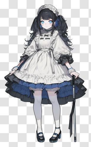 Anime Maid - Anime Maid Character With Cane Transparent PNG
