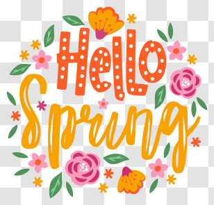 Floral Design - Hello Spring With Flowers Transparent PNG