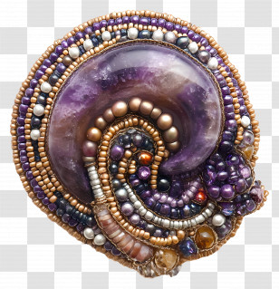 Brooch - Beautiful Beaded Amethyst Jewelry Transparent PNG