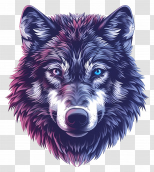 Wolf Face - Wolf Illustration With Glowing Colors Transparent PNG