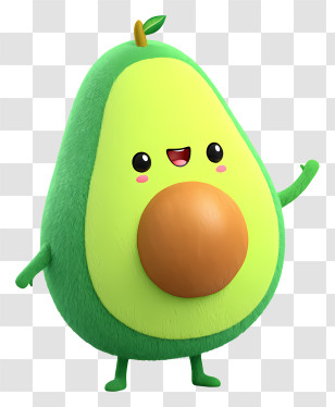 Kawaii Avocado Character - Happy Avocado Character Transparent PNG