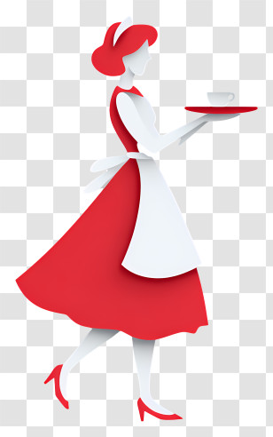 Paper Cut Waitress - Waitress Silhouette In Red Dress Transparent PNG