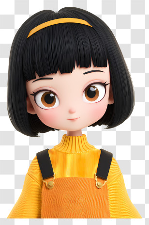 Cute Anime - Cartoon Girl In Yellow Outfit Transparent PNG