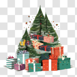 Christmas Tree With Gifts - Christmas Tree With Gifts Transparent PNG
