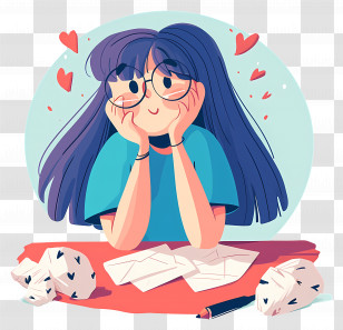 Girl Writing Love Letters - Girl Writing Love Letters Transparent PNG
