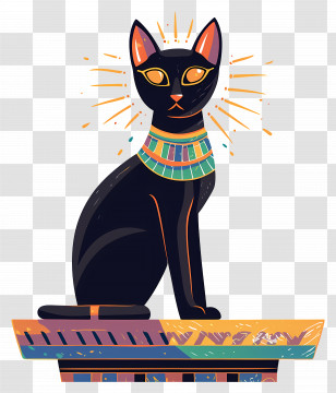 Egyptian Cat - Black Cat With Egyptian Collar Design Transparent PNG