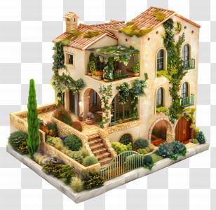 3d House - Charming Mediterranean Villa With A Beautiful Garden Transparent PNG
