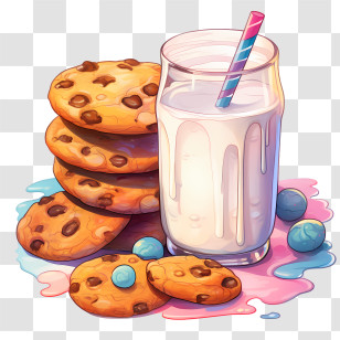 Cookies And Milk - Milk And Cookies Snack Illustration Transparent PNG