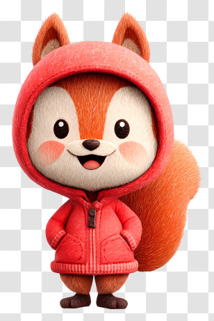 Cartoon Squirrel - Cute Red-Hooded Fox Character Transparent PNG