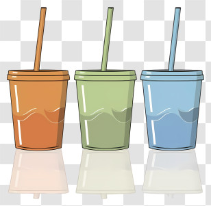 Paper Cups With Straws - Colorful Drink Cups With Straws Transparent PNG