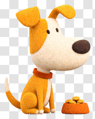 Dog Eating Dry Food - Cartoon Dog With Food Bowl Transparent PNG