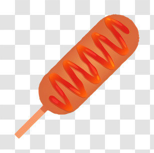 Korea Food - Sausage Stick Illustration With Red Sauce Transparent PNG