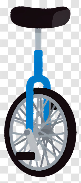 Bicycle - Unicycle In Blue And Black Design Transparent PNG
