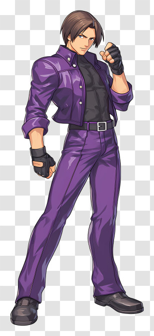 Muscular Anime Man - Stoic Fighter In Leather Jacket Transparent PNG