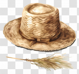 Straw Hat - Rustic Straw Hat Illustration Transparent PNG