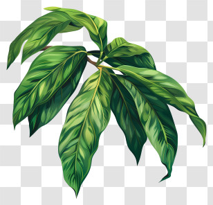 Mango Leaf - Realistic Green Leaves Botanical Illustration Transparent PNG