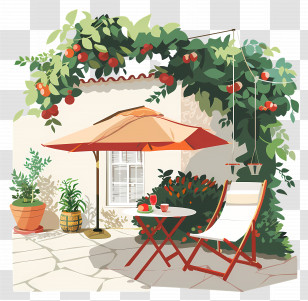 Summer Yard - Cozy Outdoor Patio Illustration Transparent PNG