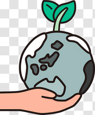 Icon - Eco-Friendly Globe And Leaf Held By Hand Transparent PNG