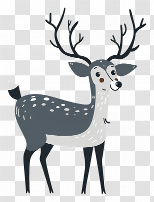 Reindeer - Cute Cartoon Deer With Antlers Transparent PNG
