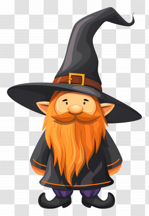 Halloween Gnome - Cartoon Wizard With Magic Hat Transparent PNG