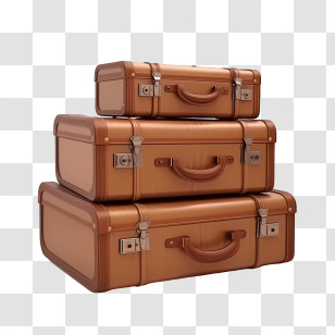 Vintage Suitcase - Stacked Leather Suitcases For Travel Transparent PNG