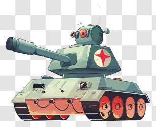 Cartoon Tank - Cartoon Tank With Red Star Design Transparent PNG