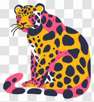 Leopard - Bold And Colorful Jaguar Illustration Transparent PNG