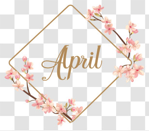 Hello April - Elegant April Floral Frame Design Transparent PNG