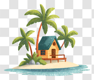 Island Getaway Icon - Tropical Island With House Transparent PNG