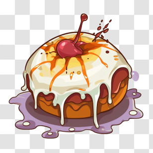 Donut
 - Cartoon Cherry-Topped Dessert With Glaze Transparent PNG