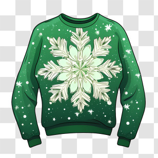 Christmas Sweater - Festive Green Snowflake Sweater Illustration Transparent PNG