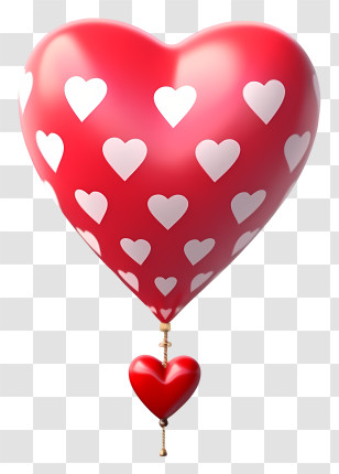 Trendy Retro Style Valentine Gift Balloon - Red Heart-Shaped Balloon With Pattern Transparent PNG