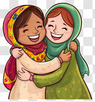 Eid Ul Adha - Two Women Hugging And Smiling Transparent PNG