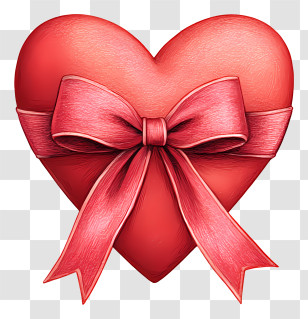 Heart With Ribbon Bow - Red Heart Gift With Bow Transparent PNG
