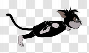 Butch Cat - Sneaky Black Cartoon Cat In Action Transparent PNG